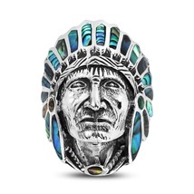 Abalone Shell Native American Style .925 Silver Ring-7 - £45.57 GBP