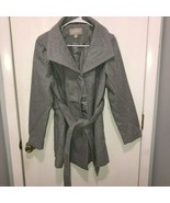 NEW Woman Within Gray Wool Blend Hidden Button Up Waist Tie Coat SZ 14W - €42,28 EUR