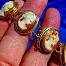 Antique Pictorial Cameo Solid 14k Rose Gold Panel Victorian Bracelet 7.5... - $2,750.25