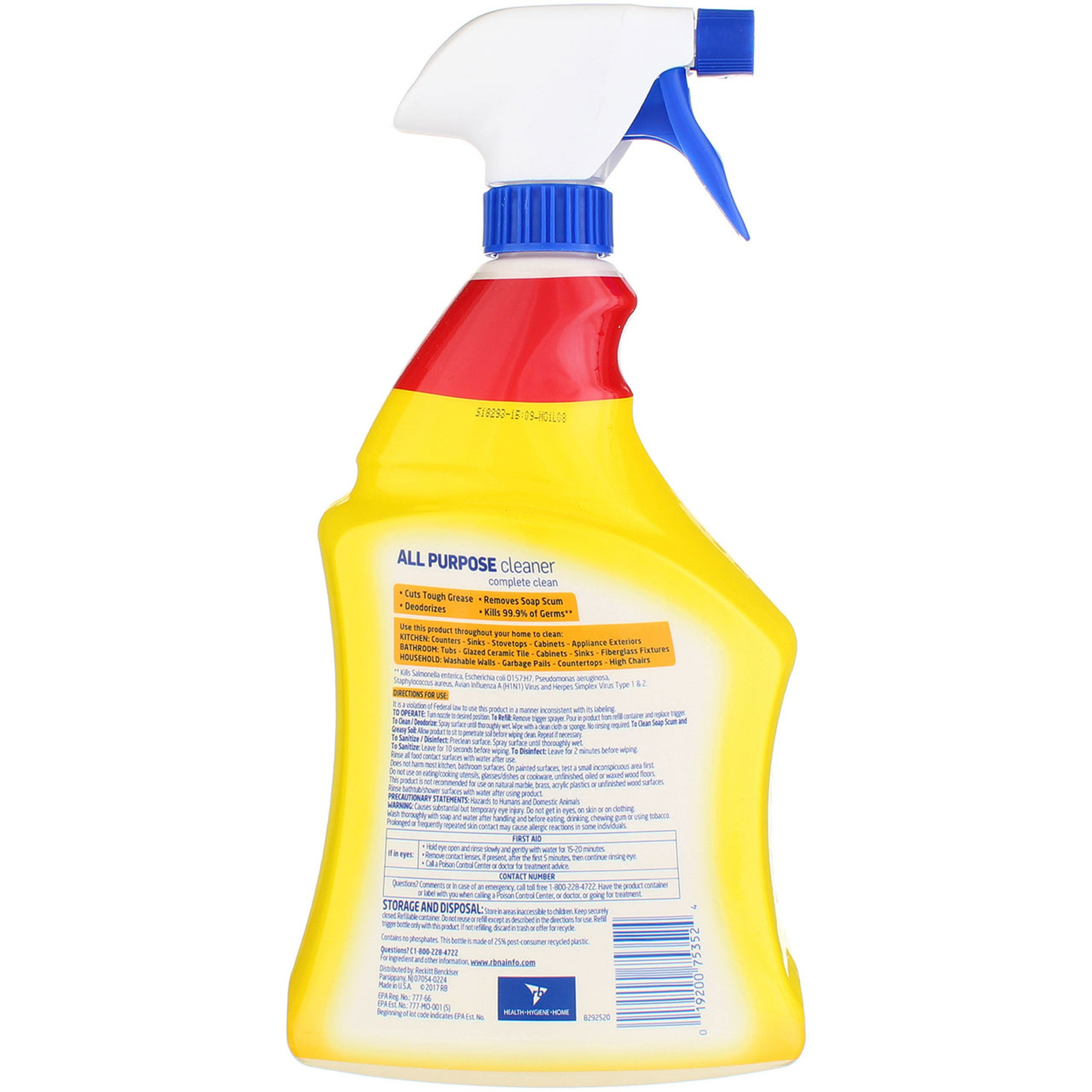 Lysol All-Purpose Cleaner Trigger Spray, Lemon Breeze, 32 fl oz - Other ...