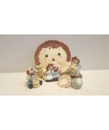 Vintage Collectible Mini Resin Tea Set Featured Raggy Dolls Family Ship ... - $24.39 CAD
