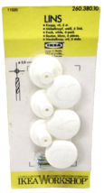IKEA lINS White Knobs Cabinet Pulls Ikea workshop - Set Of 6 New In Package - £7.46 GBP