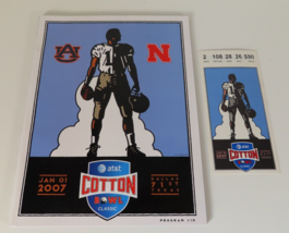 2007 AT&amp;T Cotton Bowl Classic Program w/ Ticket Auburn vs Nebraska Game Souvenir - £18.56 GBP