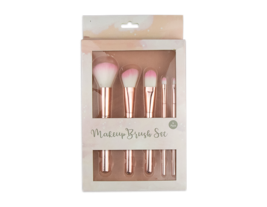 Pink Chrome Makeup Brush Set 5Pcs Personal Make Up Brush Kit Foundation - £10.81 GBP