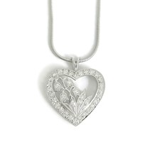 Authenticity Guarantee 
Pave Diamond Heart Flower Floral Pendant Necklace 14K... - £1,568.78 GBP