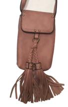 Pink Faux Leather Mini Crossbody Purse 7&quot; Petite  Braided Tassel - £8.06 GBP