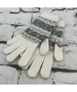 Winter Gloves White Multicolored Pattern Cold Weather Womens Fashion - £7.43 GBP