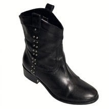 JOHNSON &amp; MURPHY Ankle Boots Black Leather Studded Western Size 6M Women&#39;s - $31.49