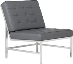 Modern Accent Chair Ashlar For Living Room And Bedroom, Bonded Leather, Grey, - £222.82 GBP