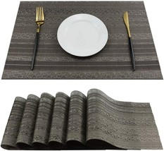 Set of 6 Kitchen Placemats Washable Stain &amp; Heat Resistant Table Mats OLIVE GRAY - £15.87 GBP
