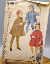 Vintage Sewing PATTERN Simplicity 3654, Child Coat Pants and Hat, Girls ... - $18.39