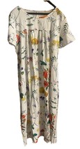 Floral Printed Maxi Dress Women Short Sleeved, Pocket- Summer - White - ... - $26.91 CAD