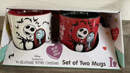 2 Nightmare Before Christmas True Love Never Dies Jack And Sally Mug Cup Set New - £23.49 GBP