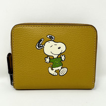 Coach X Peanuts Small Zip Around Wallet With Snoopy Walk Motif Flax Mult... - $215.82