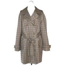 Jonathan Michael Coat Womens 4 Double Breasted Plaid Belted Trench Coat USA - £59.79 GBP