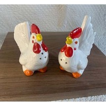 Vintage Red and white chicken salt &amp; pepper S&amp;P shaker set - $19.01