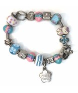 Monthly Charm Bracelet APRIL EASTER Teal Aqua Bunny Egg Basket Toggle Cl... - $28.00