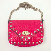 Red Embossed Faux Leather Small Shoulder Cross body Bag Rhinestone &amp; Studs - £10.85 GBP