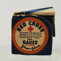 Red Cross Gauze Roll Box Unused Johnson &amp; Johnson Yard x Yard 1950s Vintage - £14.80 GBP