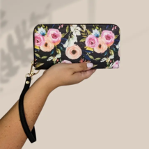 Floral On Black Wristlet Wallet - $47.40