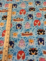 Sonic the Hedgehog characters on blue Cotton Fabric from Robert Kaufman  1/2 yd - £3.56 GBP