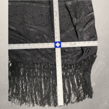 Long Black with Floral Black pattern Scarf Fringe Beaded by Echo New image 4