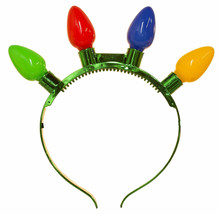 Christmas Jumbo Light Up Headband Lighted Big Light Bulbs Flashing Holiday Blink - £9.03 GBP