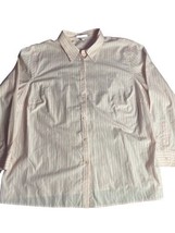 Chaps 3X Women’s LS Striped Button Shirt Peach Logo Cotton Top Plus Size - £9.48 GBP