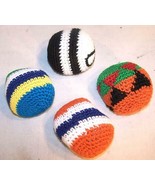 2 WOVEN FOOT KICK SACK new kicking play game novelty ball toy knit cloth... - $4.74