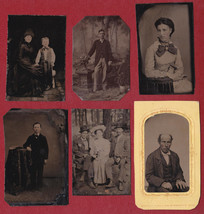 (6) Tintype Photos Group Lot - Pretty Girls, Young Boys &amp; Distinguished Men - £13.68 GBP