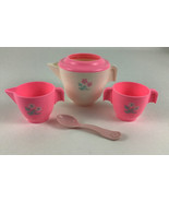 Fisher Price Fun With Food Tea Party Set Tea Pot Cups Spoon 4pc Lot Vint... - £17.73 GBP