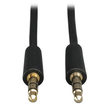 Stereo Mini Audio 3.5mm Jack Male to male Flat Cable, Black - £6.31 GBP