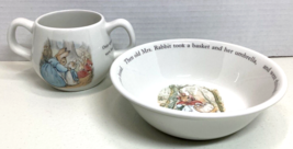 Wedgwood Peter Rabbit Bowl &amp; 2-Handle Cup Bone China 1993 Made In England - £25.23 GBP