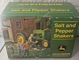 NEW John Deere Tin Salt and Pepper Shaker Set Tractor &amp; Truck Graphics - £7.76 GBP