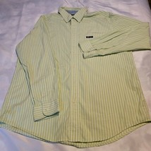 Chaps &quot;Easy Care&quot; Shirt Men&#39;s L Long Sleeve Green Striped Cotton Blend C... - £9.39 GBP