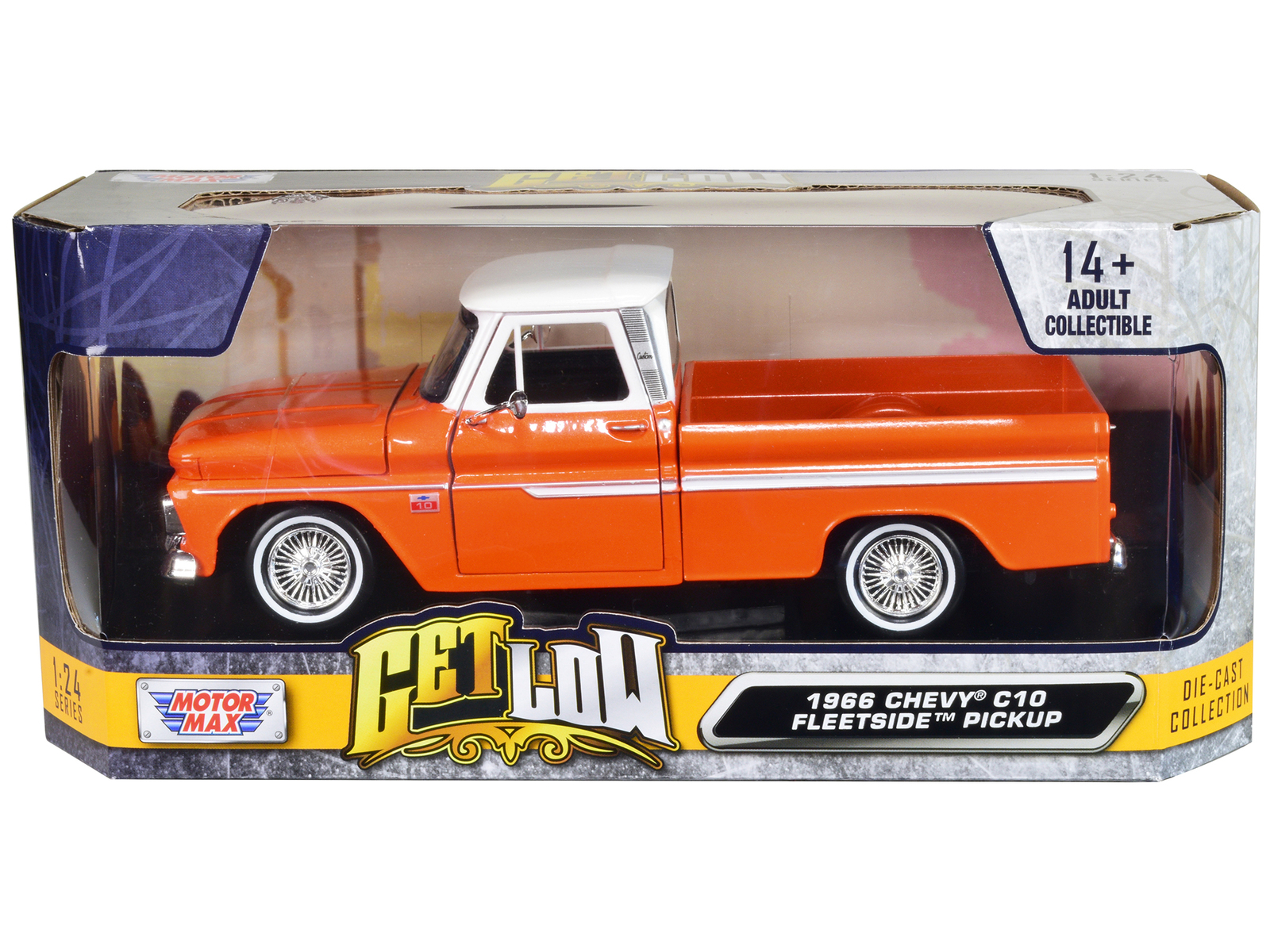 1966 Chevrolet C10 Fleetside Pickup Truck Lowrider Orange Metallic with White To - £38.87 GBP