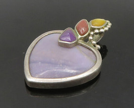 WHITNEY KELLY 925 Silver - Vintage Agate Heart &amp; Multi-Stone Pendant - PT18929 - £75.91 GBP