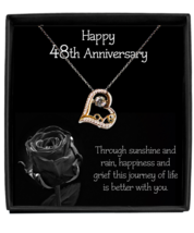 48th Anniversary Necklace 48 Years Married Gift for Wife Sterling Silver Heart - £38.05 GBP+