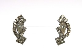 Vintage white rhinrstone screw back climber earrings - £9.58 GBP