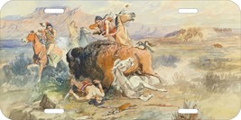 CHARLES M RUSSELL OLD WEST COWBOYS BUFFALO HUNT CAR TRUCK METAL LICENSE ... - £13.44 GBP