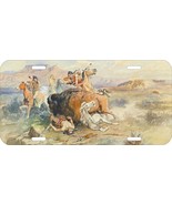 CHARLES M RUSSELL OLD WEST COWBOYS BUFFALO HUNT CAR TRUCK METAL LICENSE ... - £12.56 GBP