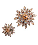 Joan Rivers Amber Topaz Orange Swarovski Rhinestone Flower Starburst Pin... - €60,34 EUR