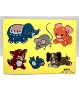 Vintage 1950’s SIFO Wooden Puzzle Hand Painted ANIMAL LAND Complete 6 Pc... - $16.83