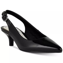 Easy Street Women Pointed Toe Slingback Heels Faye Size US 8W Black Faux Patent - £25.84 GBP
