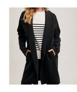 Open Front Knit Coat Jacket - Black - $58.41