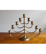 Vintage Brass 9 Arm Swing Rotating Candelabra Menorah Candle Holder Ardc... - $929.98 MXN
