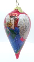Pier 1 2017 Hand Painted &quot;Li Bien&quot; Glass Ornament - Angel With Violin - £12.54 GBP