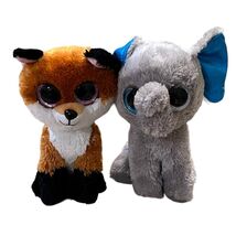 TY Beanie Boo Slick the Fox &amp; Peanut the Elephant Plush Toys - $349.01 MXN