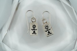 Vintage Sterling Silver XOX Figure Woman Drop Dangle Earrings 2.5cm - $24.75