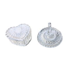 3 1/2&quot; Clear Crystal Glass Ring Jewelry Holder  &amp; Heart Trinket Dish wit... - £17.24 GBP